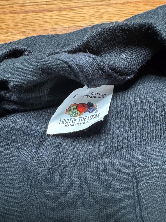 Vintage 1980s Fruit of the Loom Pocket T Shirt Blank Black Large