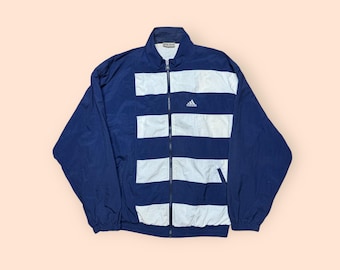 Vintage Adidas 1990s Zip Up Windbreaker Jacket Men’s XL Blue Vtg 90s