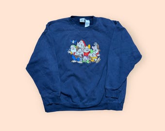 Vintage 1990s Disney Seven Dwarves Crewneck Sweatshirt 2XL Blue Vtg 90s