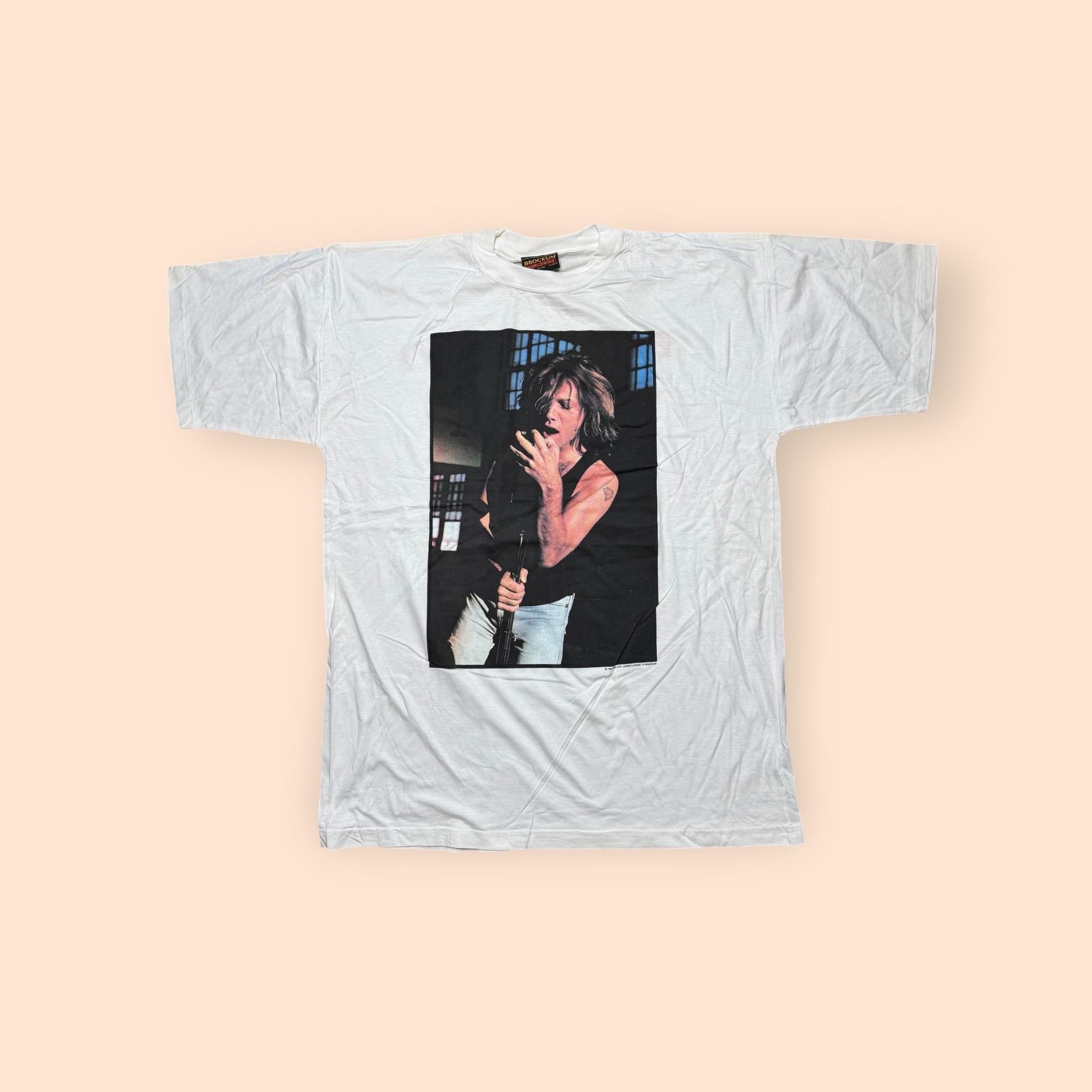 90s BON JOVI vintage tシャツ BROCKUM XL Vintage Bon Jovi 1990s T Shirt Double Sided Men's XL Vtg 90s