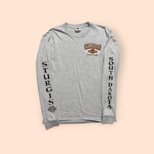 Harley Davidson T Shirt Long Sleeve Medium Gray Sturgis South Dakota Biker