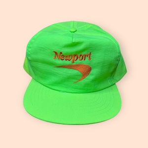 Vintage 1980s Newport Neon SnapBack Trucker Hat 80s Vtg Cigarettes