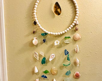 Hawaiian Shell & Sea Glass Mobile Wall Decor