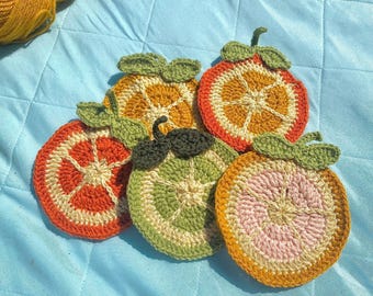 Crochet Citrus Coaster Pattern - Crochet Coaster, Crochet Mug Rug, Cirtus Mug Rug, Summer Coaster, DIY Coaster, Handmade Crochet Coaster