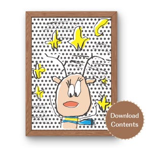 Wunderliches Rentier unter den Sternen – druckbare Wandkunst und Postkartendesign (A2 JPG)