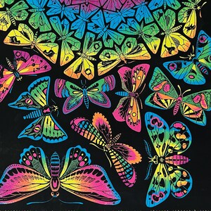 Póster vintage original de mariposas con luz negra, 1970