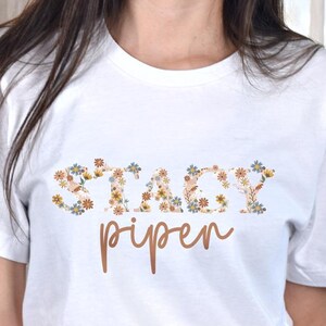 Personalized Name Shirt, Floral Name Shirt, Gifts Floral Shirt, Personalized Shirt, Custom Name Shirt, Gifts For Teacher