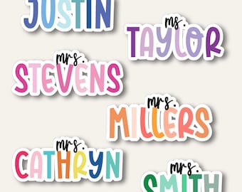 Pegatinas personalizadas con el nombre del profesor, pegatinas personalizadas, pegatinas de vinilo para portátil, regalos personalizados para profesores, pegatinas para botellas de agua.