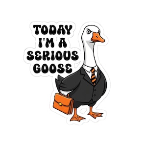 Today I&#39;m A Serious Goose Sticker, Funny Silly Goose Sticker, Sarcastic Sticker, Vinyl Laptop Sticker, Stickers For Water Bottle, Book