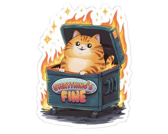 Lustiger Katzenaufkleber, alles ist fein Müllkippe Aufkleber, Vinyl Laptop Aufkleber, Chaos Koordinator, Wasserflasche Aufkleber