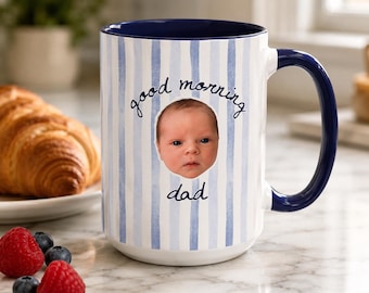 Personalized Baby Face Mug for New Dad, Custom Photo Mug, First Fathers Day Gift from Baby, Dad Gift, Best Dad