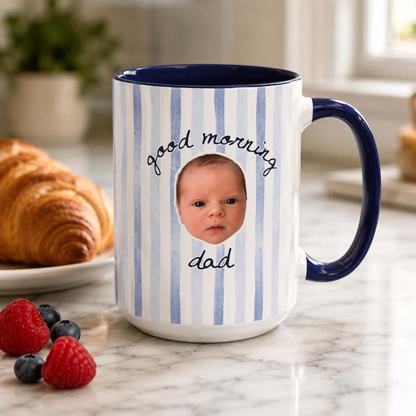 Personalized Baby Face Mug for New Dad, Custom Photo Mug, First Fathers Day Gift from Baby, Dad Gift, Best Dad