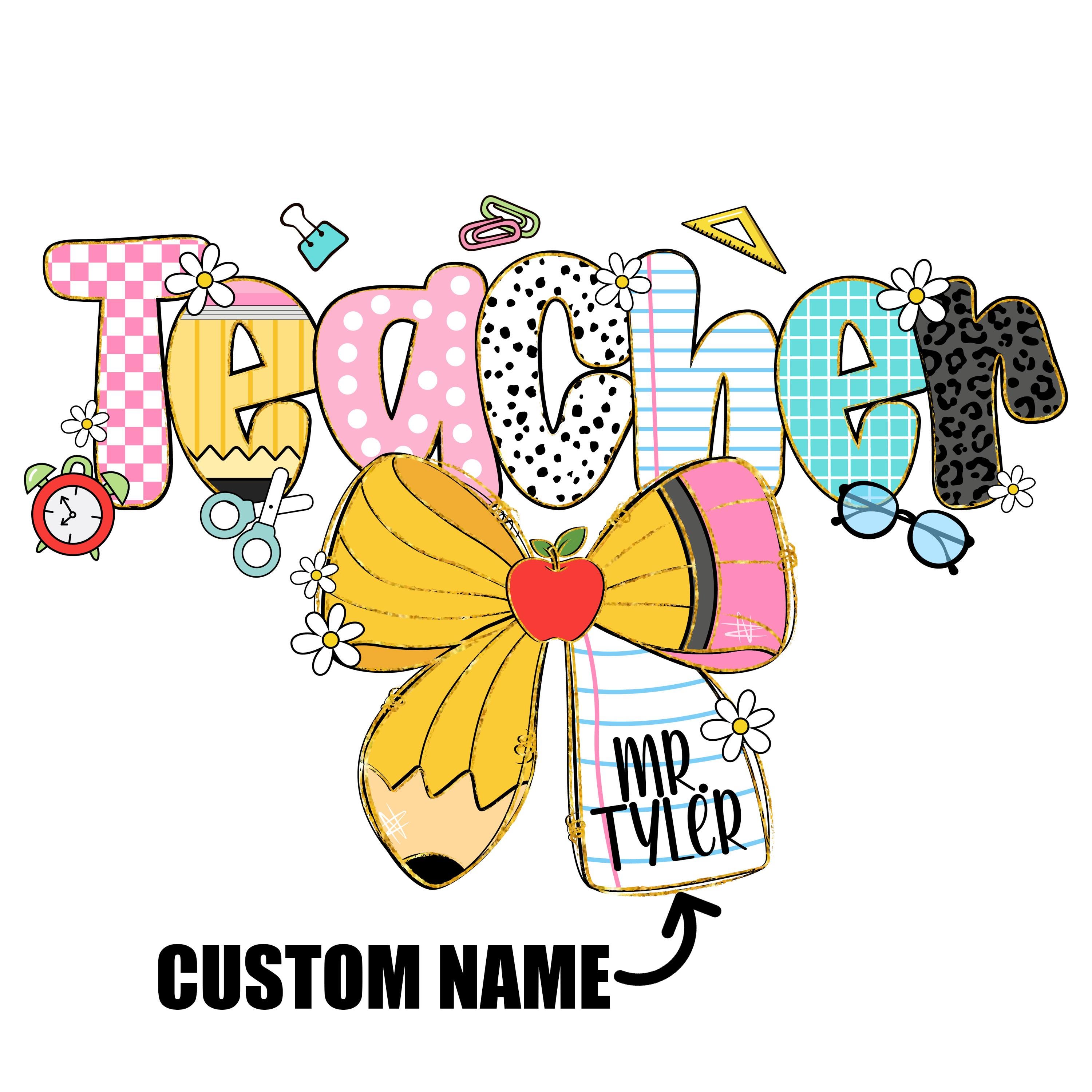Custom Teacher Name Sticker, Personalized Stickers, Vinyl Laptop Sticker, Personalized Gifts, Stickers For Water Bottle