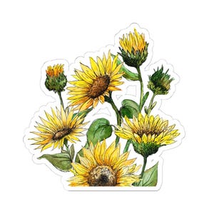 Sunflower Bunch Sticker | Vinyl Sticker, Laptop, Phone case, Notebook, Kindle