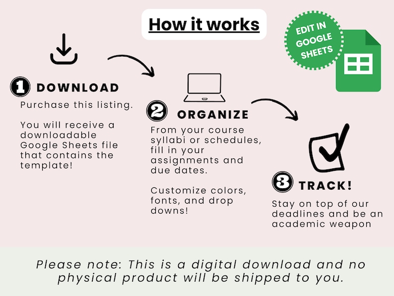 Google Sheets Assignment Tracker - Student Planner (digital Download ...