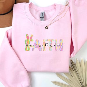 FAITH He Is Risen T-Shirt, Christian Easter Graphics Shirt, Faith Based Sweatshirts, Gift For Christian, Love Like Jesus, Jesus Easter