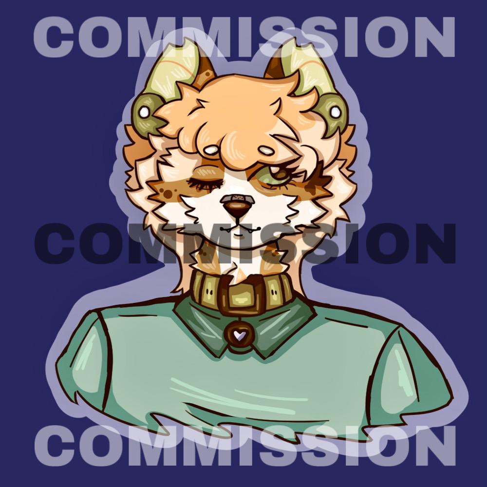 Furry Lined + Coloured bust-shot Commission!
