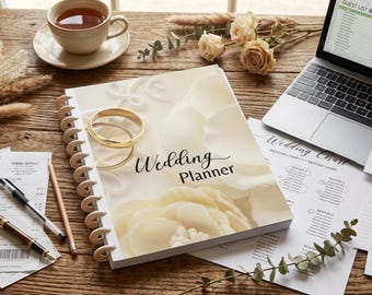 Rustic Wedding Planner, Digital & Editable Template, Canva Pro Organizer, Neutral Cozy Vibes