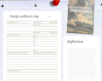Daily Wellness Journal | Guided Digital Self-Care Journal PDF | Printable Mindfulness Planner | Wellness Reflection Pages