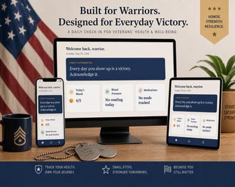 Wellness Gift, Mental Health Journal, Mood Tracker for U.S Military Veterans, PDF Printable