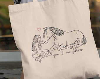 Reitertasche aus Baumwollleinen mit Pferdemotiven und Reitermotiv