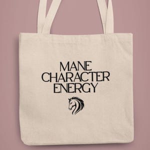 Mähne Charakter Energie Einkaufstasche, umweltfreundliche wiederverwendbare Einkaufstasche, Geschenk für Pferdeliebhaber, Pferdegeschenk Geschenk, lustige Pferdetasche, Pferdetrainer