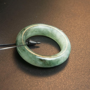 Grade A Burmese jade ring, size 10 3/8 US, decorated with light apple green jade and dark green jade, looks elegant, neat and stylish.