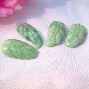 13mm Natural Genuine Grade A Burmese Jade Leaf Pendant–Light Green, Ice Green & Apple Jadeite Gemstone | Hand-Carved Jewelry Making Supplies