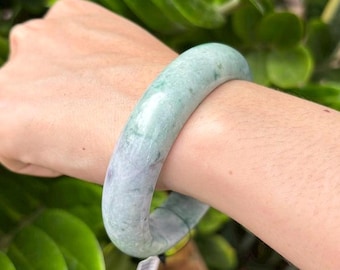 認定52.36 mm翡翠バングル 鮮やかなライラック ラベンダー 淡い