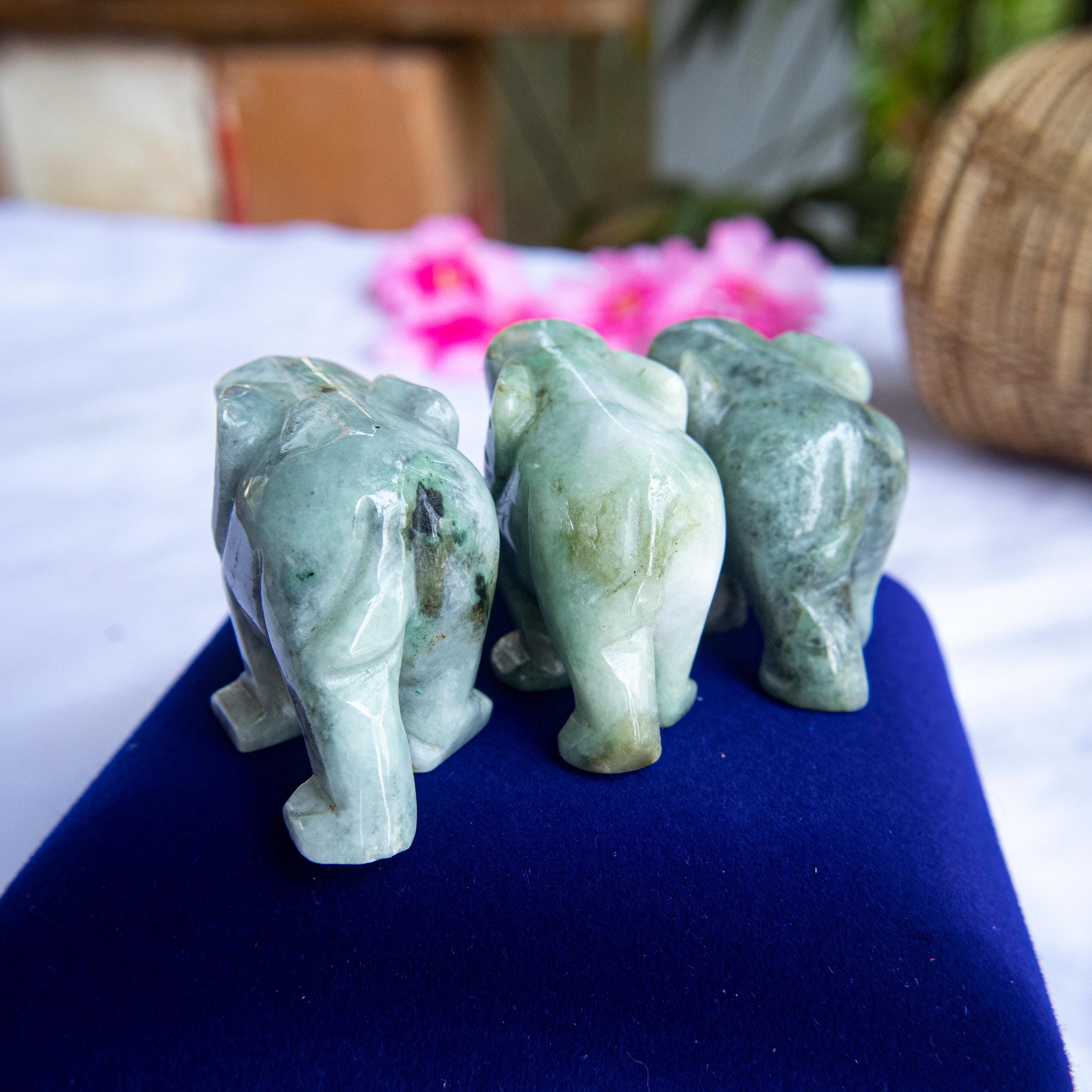 タイ ゾウ ペア 置物 翡翠色 風水 縁起物 緑色 グリーン 【公式通販】