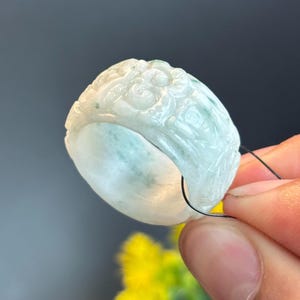 Natural Grade A Jadeite Dragon Ring for Men – Hand-Carved White & Green Jade | Lucky Amulet Jewelry, Symbol of Strength,  Prosperity (US 11)