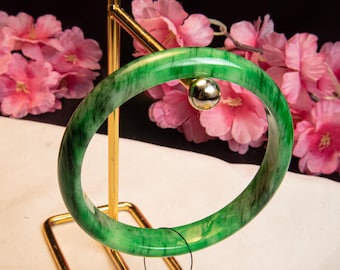 62mm Natural Grade A Burmese Jade Bangle Bracelet: Emperor Jadeite, Spiritual Amulet