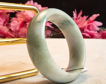 40mm Genuine Burmese Jade Bracelet for Children – Grade A Untreated Translucent Light Green Jadeite Bangle Keepsake Gift Pendant Amulet Luck