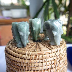 45mm Genuine Grade A Burmese Jadeite Elephant Pendant Hand-Carved Green  White Jade Elephant Statue Lucky Amulet Home Décor or Men&#39;s Jewelry