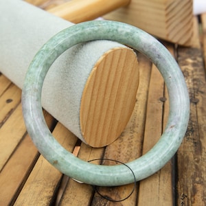58.5MM Authentic Burmese Jadeite Jadeite Jade Bangle Bracelet Vintage Green Apple & Emerald Tones Grade A Untreated Handcrafted Jade Jewelry