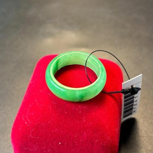 10 3/8US Authentic Grade A Burmese Jadeite Ring – Round Translucent Emperor Green “Moss-in-Snow” Jade | Luxury Amulet for Wealth & Fortune