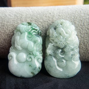 Natural Jade Necklace Pendant, Year of the Horse Dragon Chinese Zodiac Charm Amulet, Carving Cheval Talisman, Lunar New Year Gift, Men Women