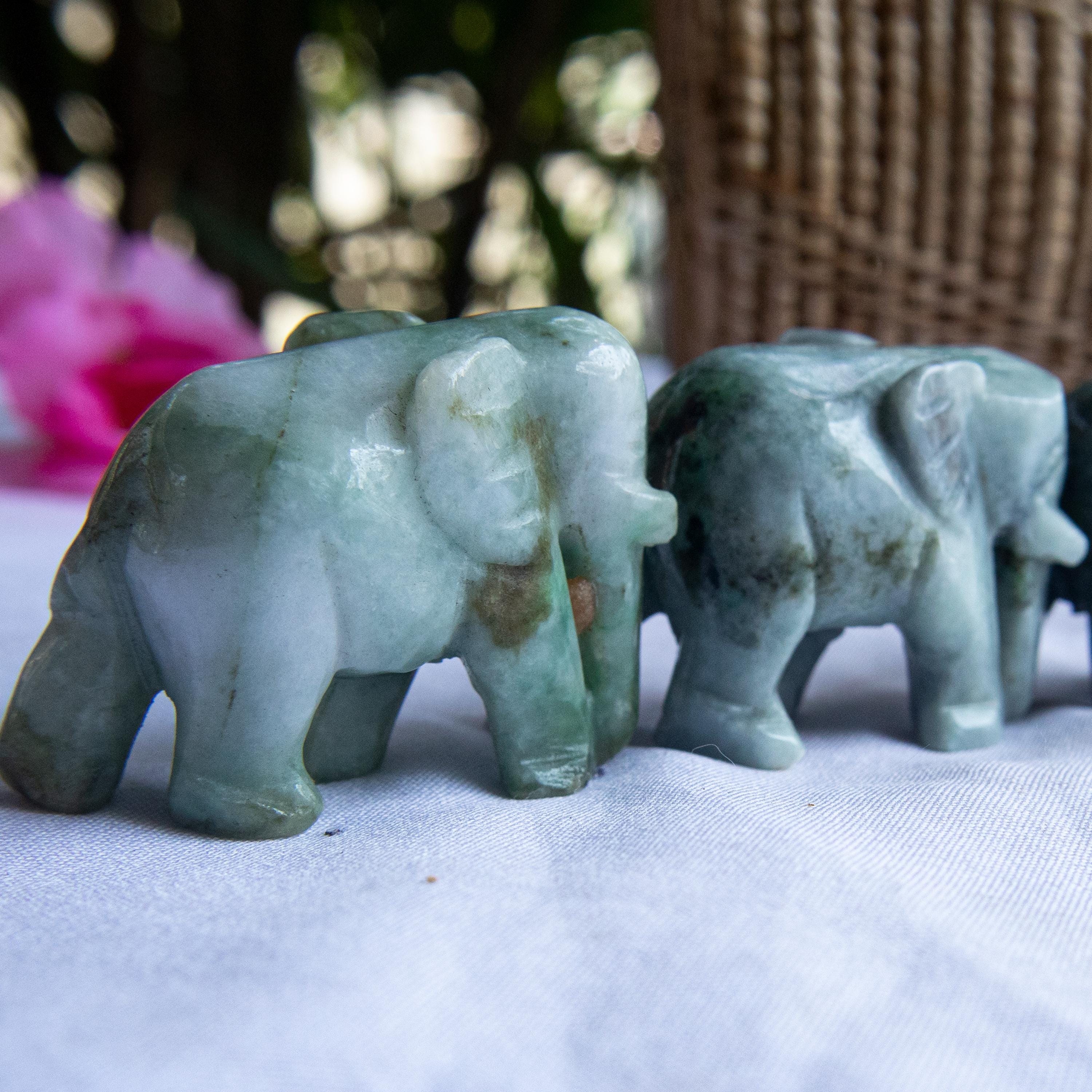 タイ ゾウ ペア 置物 翡翠色 風水 縁起物 緑色 グリーン 【公式通販】