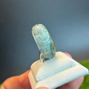 9 3/8 US– Hand-Carved Natural Grade A, Sea-Forest Green Jade Dragon Ring for Men | Lucky Jadeite Amulet Gemstone of Strength & Prosperity