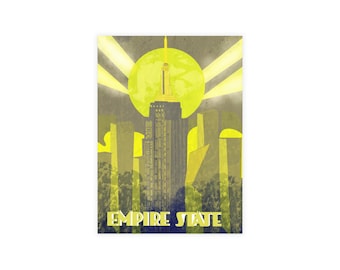 Juego de postales vintage del Empire State Building - Arte retro de Nueva York