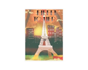 Postcard Eiffel Tower Postcard Set: Vintage Parisian Art, Travel Stationery