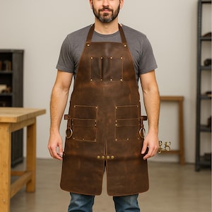Personalisierte Lederschürze für Männer und Frauen - Holzwerken BBQ Küche Barkeeper Barista Friseur Metzger