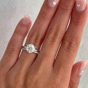 2 Ct Round Cut Moissanite Bridal Set: Solid Gold or Platinum
