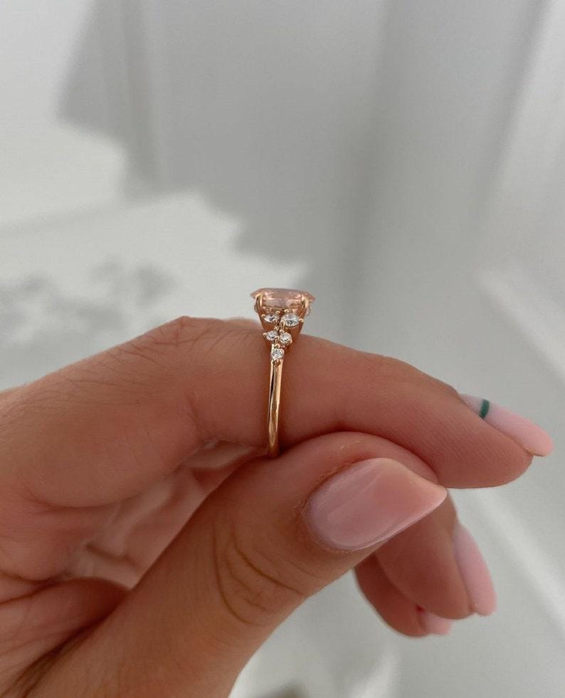 Handcrafted 2 Ct Pitch Color Oval Moissanite Ring: Sterling Silver ...