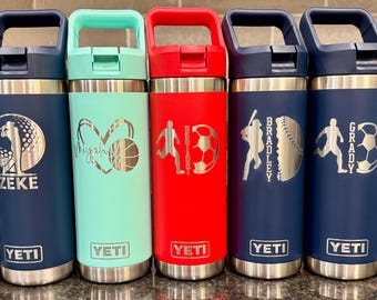 Personalized Laser Engraved Water Bottles with Sports Design of your choice!