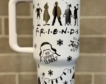 Christmas Friends Laser Engraved Holiday Themed Tumbler