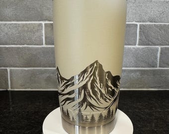 Mountains Tumbler | Full Wrap Mountain Scene Laser Engraved with optional personalization