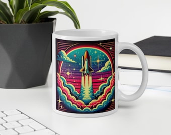 Retro Shuttle Rocket Launch Mug – Vintage Space Exploration Coffee Cup – Ceramic Mug (11oz, 15oz, 20oz)