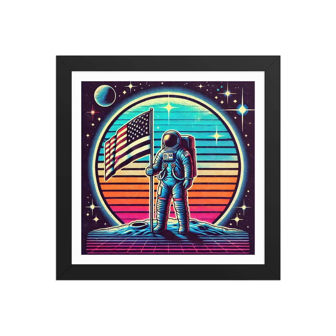 Retro Astronaut on the Moon Poster – Vintage Apollo Mission Wall Art ...