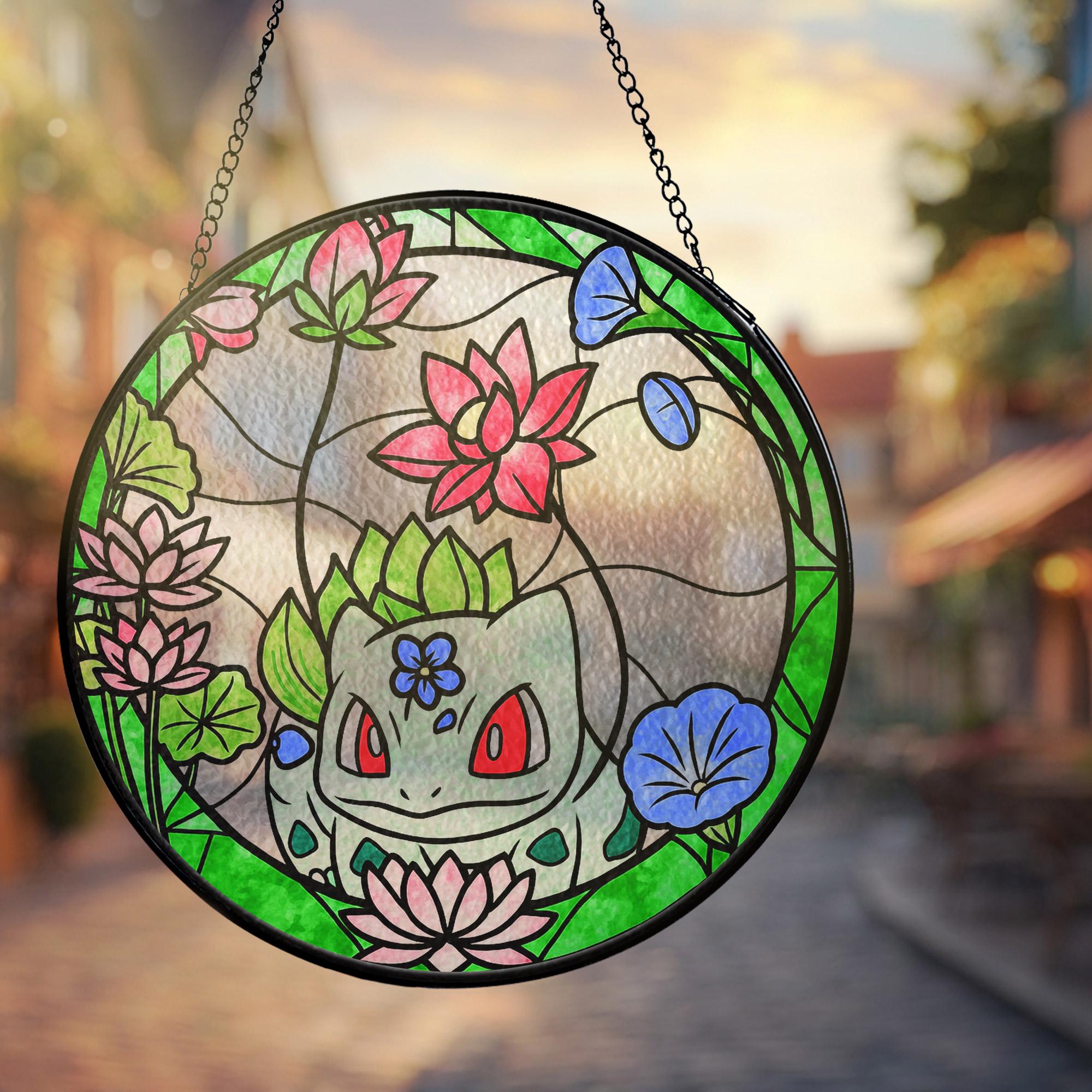Bulbasur Window Bulbasaur Stained Glass Window Sun Catcher Floral Anime Home Decor Gift ...